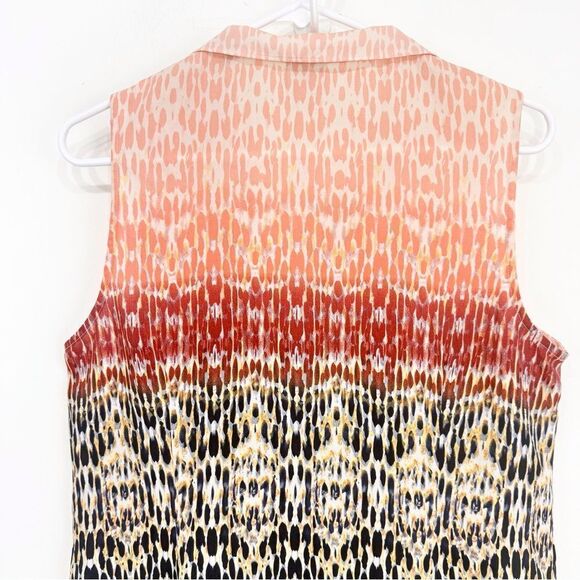 Cabi 3078 Love Peach to Blue Abstract Ombre Print Peter Pan Collar Popover Top - Picture 8 of 12